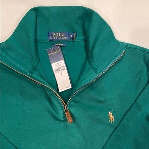 NWT Polo by Ralph Lauren Men's Size Small Green Quarter Zip-Up Sweater